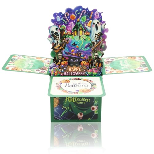 Green 3D Pop Up Halloween Ghost Card Halloween Greeting Card with Envelope & Note