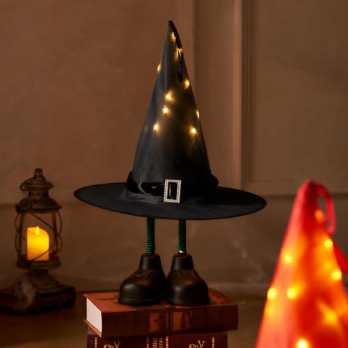 Halloween Witch Hat Decorations 2 Pack - Spooky Light Up Ornaments