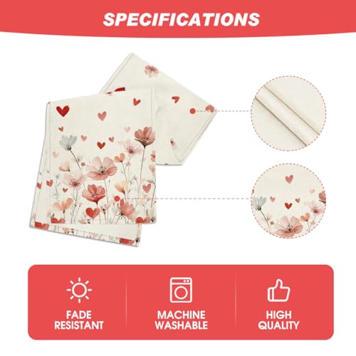 Artoid Mode Floral Hearts Valentine's Table Runner 13x120 Inch Beige