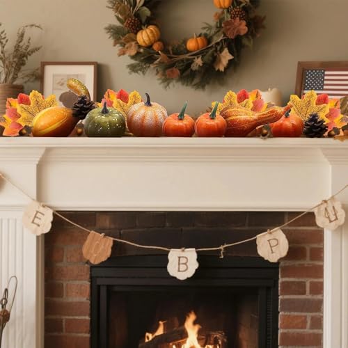 Fall Mini Pumpkin Decoration Set - Artificial Harvest Scene Decor for Halloween & Thanksgiving