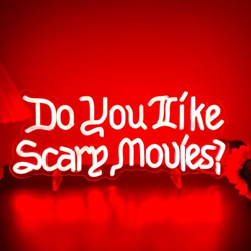 Scary Movie Neon Sign LED Light Red 17x6 Inches Halloween Decor