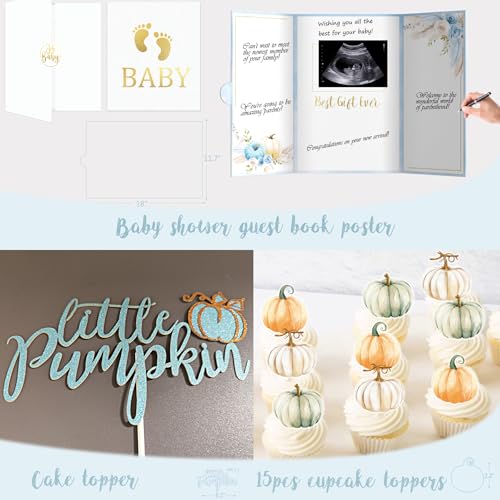 Fall Pumpkin Baby Shower Decorations Party Supplies Set for Boy