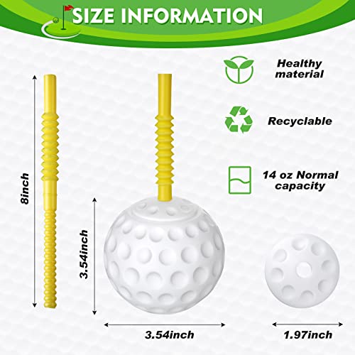12 Pieces Golf Ball-Shaped Cups with Lids & Straws - 14 oz Party Drinkware - Variation of 12