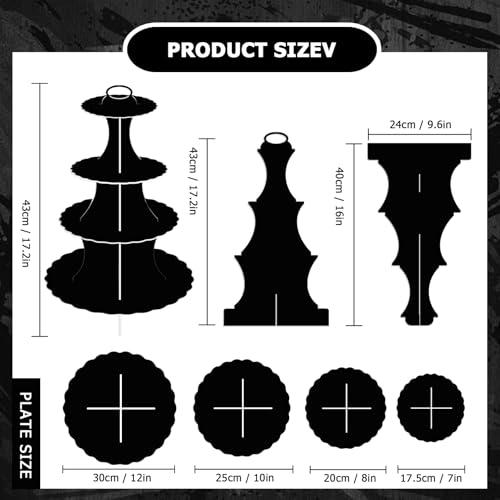 Large 4-Tier Cupcake Stand Black Dessert Display Tower for Weddings & Parties