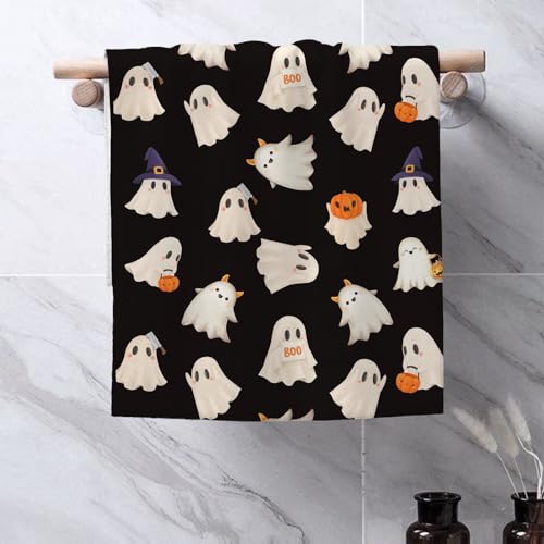 Halloween Kitchen Towels 16x24 Inch Black Ghost Pumpkin Fall Decor Set of 2