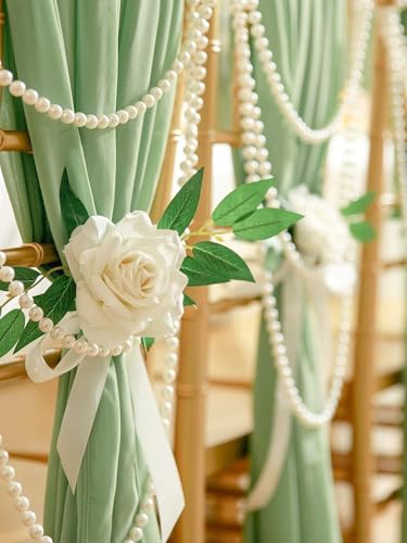 Sage Green Chiffon Table Runner 15 Pieces 27x120 Inches for Wedding Party Decor - QueenDream
