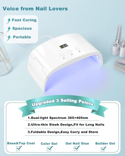 Foldable UV LED Nail Lamp for Gel Nails Curing - Spacious, Portable, 25 LED Beads