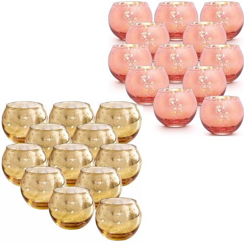 Set of 24 Rose Gold and Gold Candle Holders for Weddings & Events - 2 Inch
