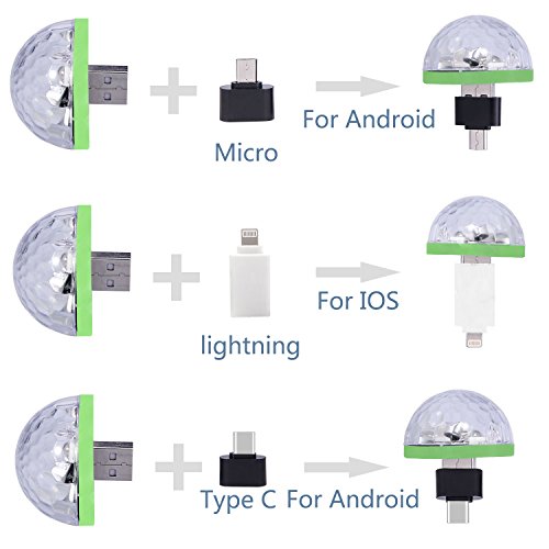 10 pcs USB Mini Disco Ball Party Lights RGB Sound Control LED Stage Lamps