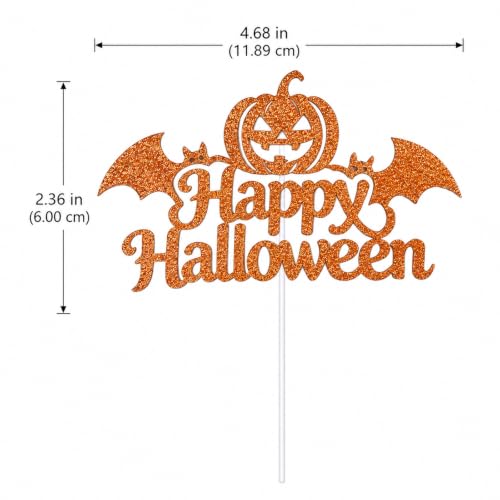 Halloween Cupcake Toppers Glitter Pumpkin Bat Cake Picks 10 Pack