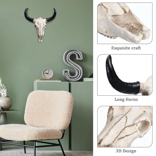 Halloween Cow Skull Wall Decor - Rustic Resin Wall Hanging Ornament