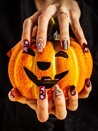 Halloween Nail Art Sequins Set - 3 Boxes of Skull, Pumpkin, Ghost & Spider Shapes - Variation B