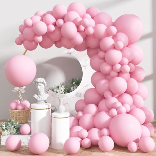 Pastel Pink Balloons Set - 113pcs Light Pink Latex Balloon Garland for Birthday & Baby Shower, 5/10/12/18 Inch Variations