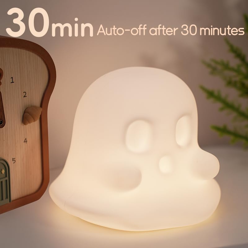 Halloween Ghost Night Light - 7 Color Changing Silicone Spooky Decor - Rechargeable Kids & Party Gift - Variation Ghost