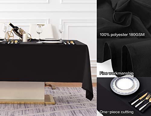 Black 60x102 Inch Rectangular Tablecloth Set - 10 Pack for 6 Foot Tables - Formal & Casual Dining