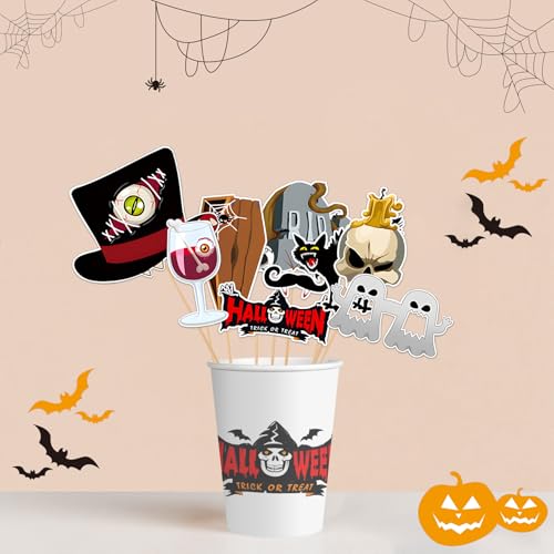 Multi-Coloured Halloween Photo Booth Props Set - 30 Pieces Party Decorations