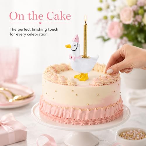 Cute Goose Cake Topper Candle Holder for Birthday & Party Decor