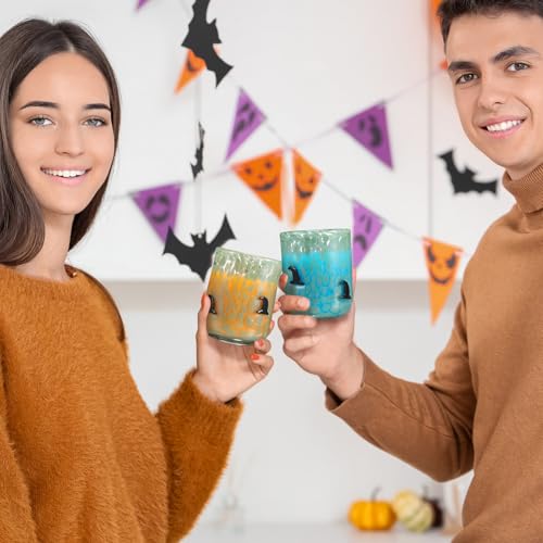 Halloween Witch Hat Glass Cups Set - 14oz Double-Layer Drinkware, Party & Gift
