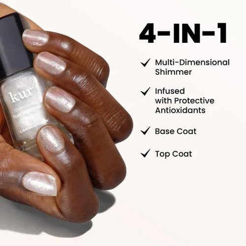 LONDONTOWN Shimmer Nail Highlighter - Iridescent Finish Nail Polish Treatment, Vegan & Cruelty-Free | Soft Shimmery White - 0.40 fl oz