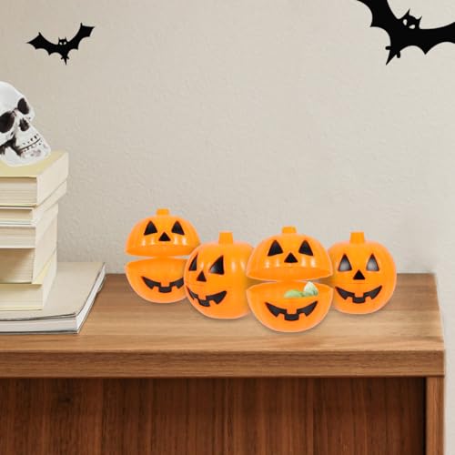 Mini Halloween Pumpkin Candy Holders - 12 Pack Plastic Trick-or-Treat Boxes