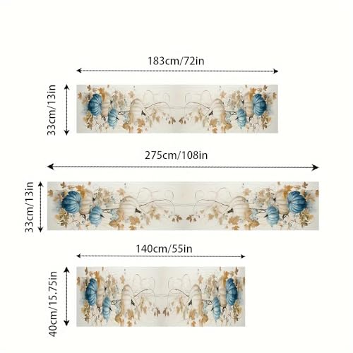 Halloween Pumpkin Linen Table Runner - Fall Harvest Decor 13x36 Inch - Style 05