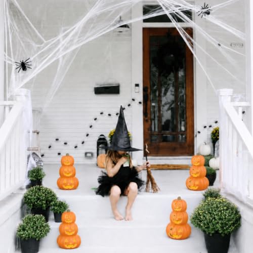 Halloween 3-Tier Light-Up Jack-O’-Lantern Pumpkin Decoration - Indoor/Outdoor Fall Decor