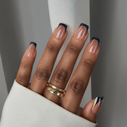 BTArtbox Short Square French Tip Press On Nails - 30Pcs Full Kit - Braveheart Variation
