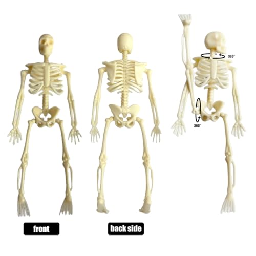 Mini Skeleton Figurines Set of 20 Halloween Plastic Toys - Adjustable & Detachable