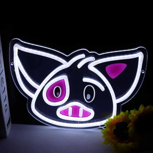 White Cute Pig Neon Sign LED Wall Light for Bedroom & Kids Room Decor - XiaoZhu Variation