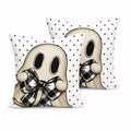 Halloween Pillow Covers 18x18 Set of 2 - Ghost & Pumpkin Farmhouse Decor - White / 18" x 18"