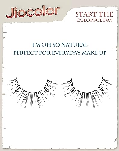 Natural Look False Eyelashes S12 - Wispy C Curl, Thin Band, Reusable 7 Pairs - Natural Girl Variation