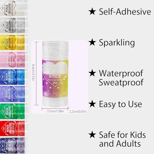 Carnival White Body Glitter Stick - Sparkling Face & Hair Glitter Gel for Festivals & Raves (Variation: Carnival White)