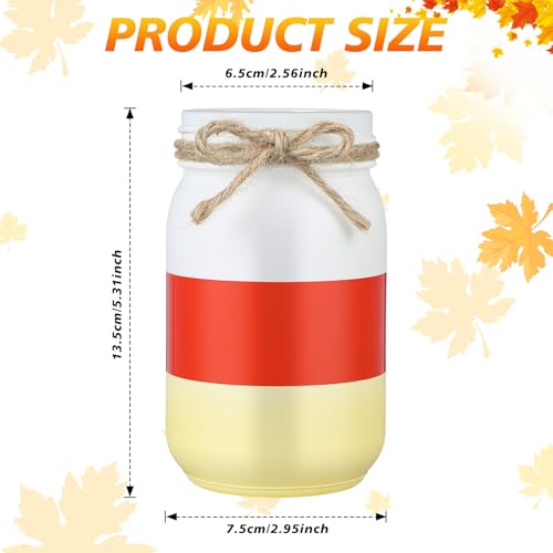 Candy Corn Mason Jars Set of 4 - Halloween Fall Decor & Storage