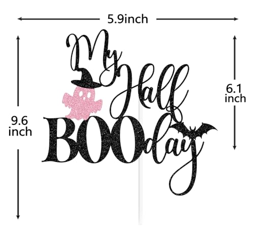 Halloween Half Birthday Cake Topper Pink Glitter Spooky Celebration Decor