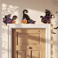 Halloween Black Cat Wooden Wall Decor Set - Bucherry 3 Pieces for Door Frame & Wall