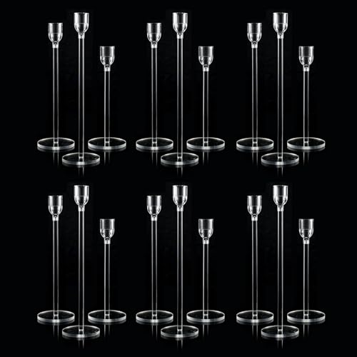 18-Pack Clear Acrylic Candle Holders for Wedding Centerpieces - Variations of 18 & Clear