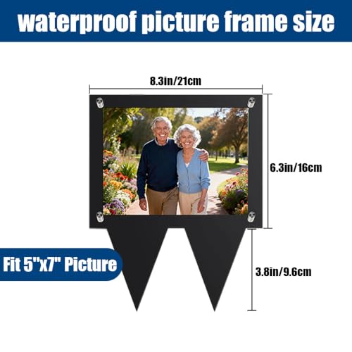 Waterproof 5x7 Grave Picture Frame - Black Outdoor Memorial Frame
