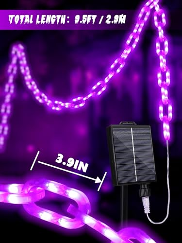Purple Solar Halloween String Lights - 10 FT 160 LED 8 Modes Waterproof