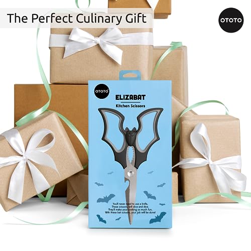 Elizabat Bat Kitchen Scissors - Halloween Gothic Shears, Bat-Shaped Kitchen Utensils, Cute Halloween Gift