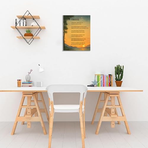 12x8 Inch Trees Poem Quote Wall Art - Framed Canvas Home Office Decor - White Variation 7