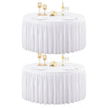 White 72 Inch Round Tablecloth - 2 Pack Wrinkle-Resistant Stretch Spandex Cover for Dining, Weddings, Parties