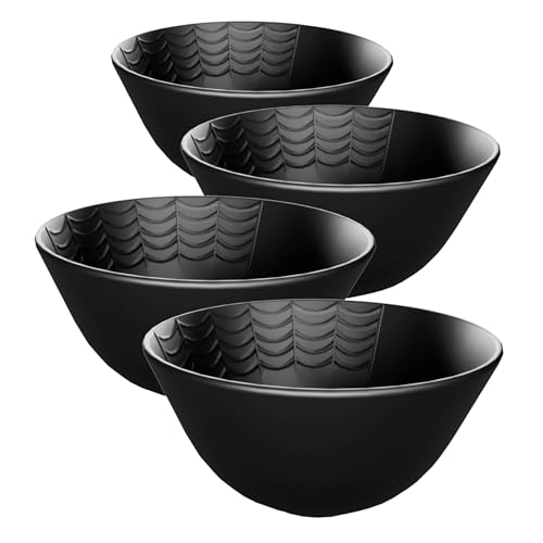Small Gothic Ceramic Dessert Bowls Set of 4 - Black Spiderweb Design
