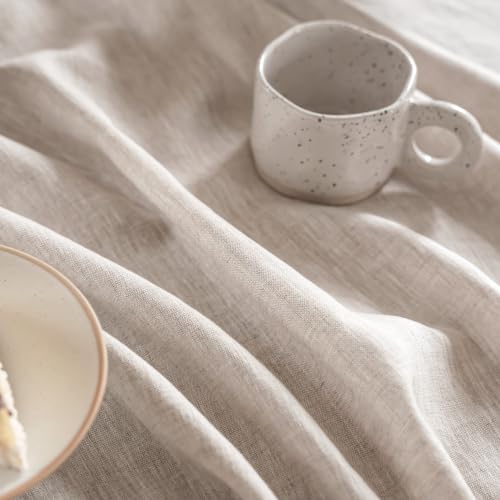 Rectangular Linen Tablecloth 60x84 Inches - Natural French Flax, Machine Washable
