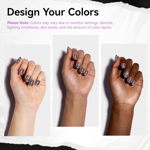 Black Glitter Nail Polish - Rainbow Sparkly Quick Dry with Variation Z016-Glitter Black Sparkle
