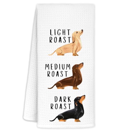 Three Dachshund Kitchen Towels - Funny Weiner Dog Gift for Dachshund Lovers