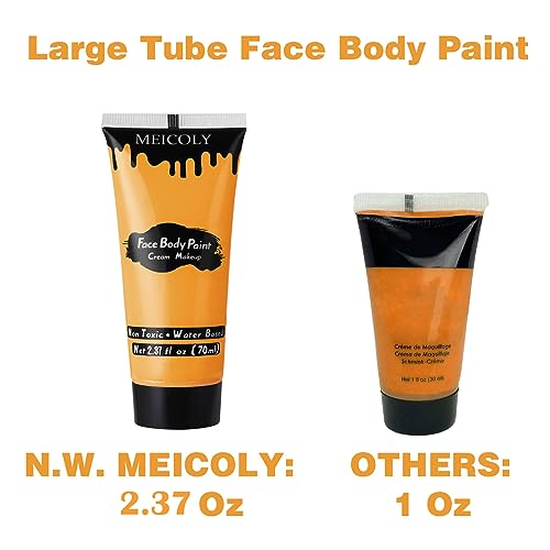 Orange Face Body Paint for Halloween SFX Pumpkin Makeup 2.37Oz Water-Based Washable