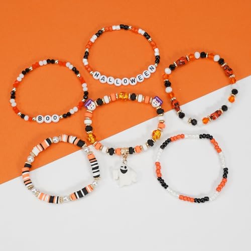 Halloween Friendship Bracelets with Ghost Pumpkin Beads - Color 20