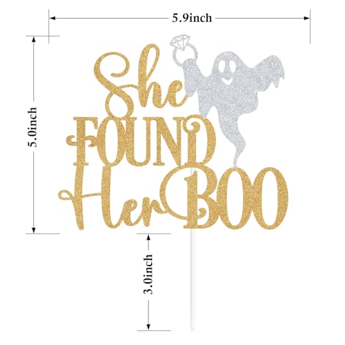Halloween Wedding Cake Topper - She Found Her Boo Romantic Party Decor