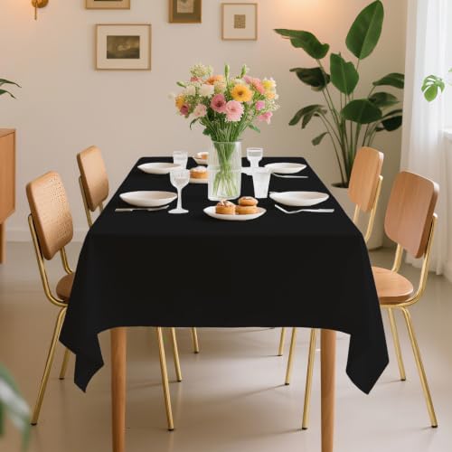 Black Disposable Plastic Tablecloth 54x108 Inches - Party & Event Use
