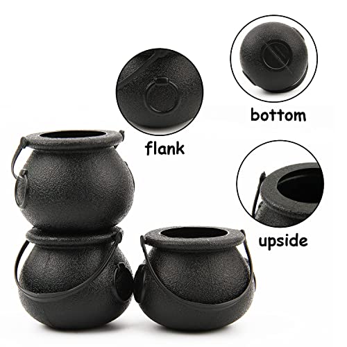Mini Black Cauldron Halloween Candy Holders 12pcs - Multi-Purpose Plastic Decoration
